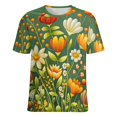thumbnail image 5 of Nostalgic Vintage Floral Women's Short Sleeve Tops Casual Blouses T Shirt, 5 of 6