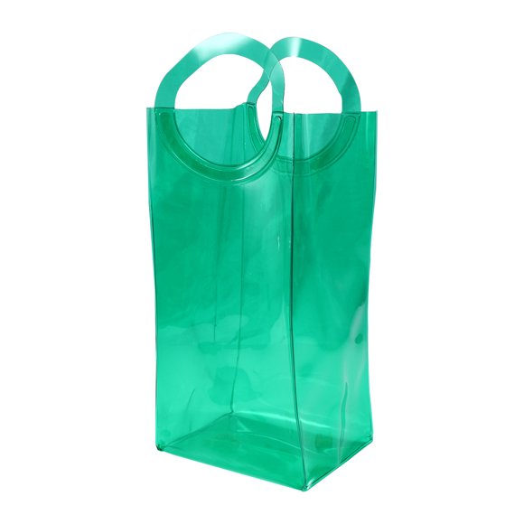 KAKOWELY wine cooler bag Eco-friendly PVC Ring Portable Wine Bottle Freezer Bag Chilling Cooler Ice Bag Beer Cooling Gel Holder Carrier (Green)14.17"X5.12"X4.53"