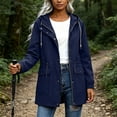 thumbnail image 4 of Mifsaly Rain Jacket for Women Mid Length Water Resistant Zip Up Hooded Windbreaker Jackets Drawstring Elastic Outdoor Fall Winter Outerwear with Pockets Navy,XL, 4 of 8