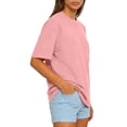 thumbnail image 3 of Women’s Crew Neck Short Sleeve T Shirt Classic Fit Casual Basic Tee Soft Cotton Jersey Top for Everyday Wear Pink M, 3 of 4