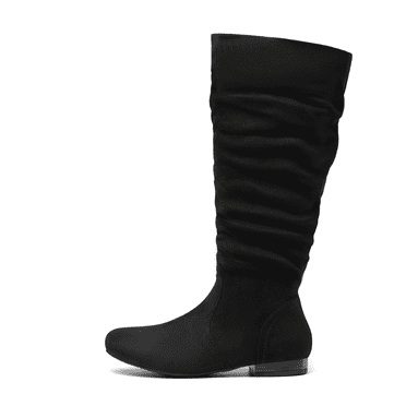 BURUDANI Womens Wide Calf Faux Fur Slouchy Low Heel Side Zip Knee High Boots Wide/Calf Winter Boots
