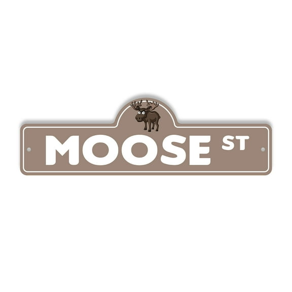 Moose Plastic Street Sign - 6 Inch X 18 Inch Gift Animal Wildlife Forest Large Nature Outdoors Rustic Decor Symbol Tough Adventure