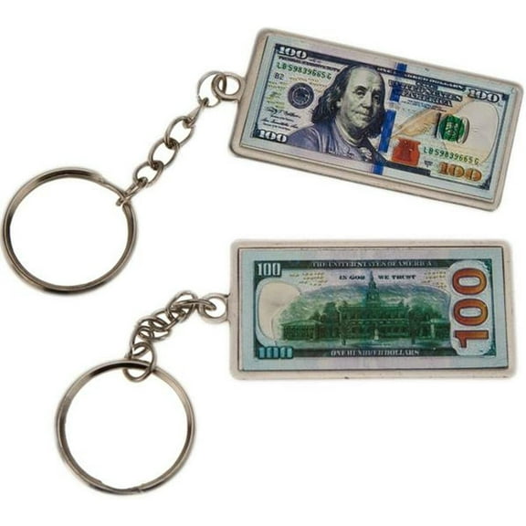 Set of 12 100 Hundred Dollar Bill Money Fun Gift Keychain USA Patriotic Souvenir Gift