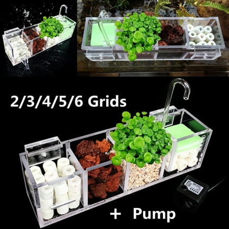 Glass Cages Aquariums - Moaere 2-6 Grids Aquarium Fish Breeder Box Fish Tank Top Filter Drip Overflow Cage Kit Wall-Mounted Water Purifier for Fish Hatchery