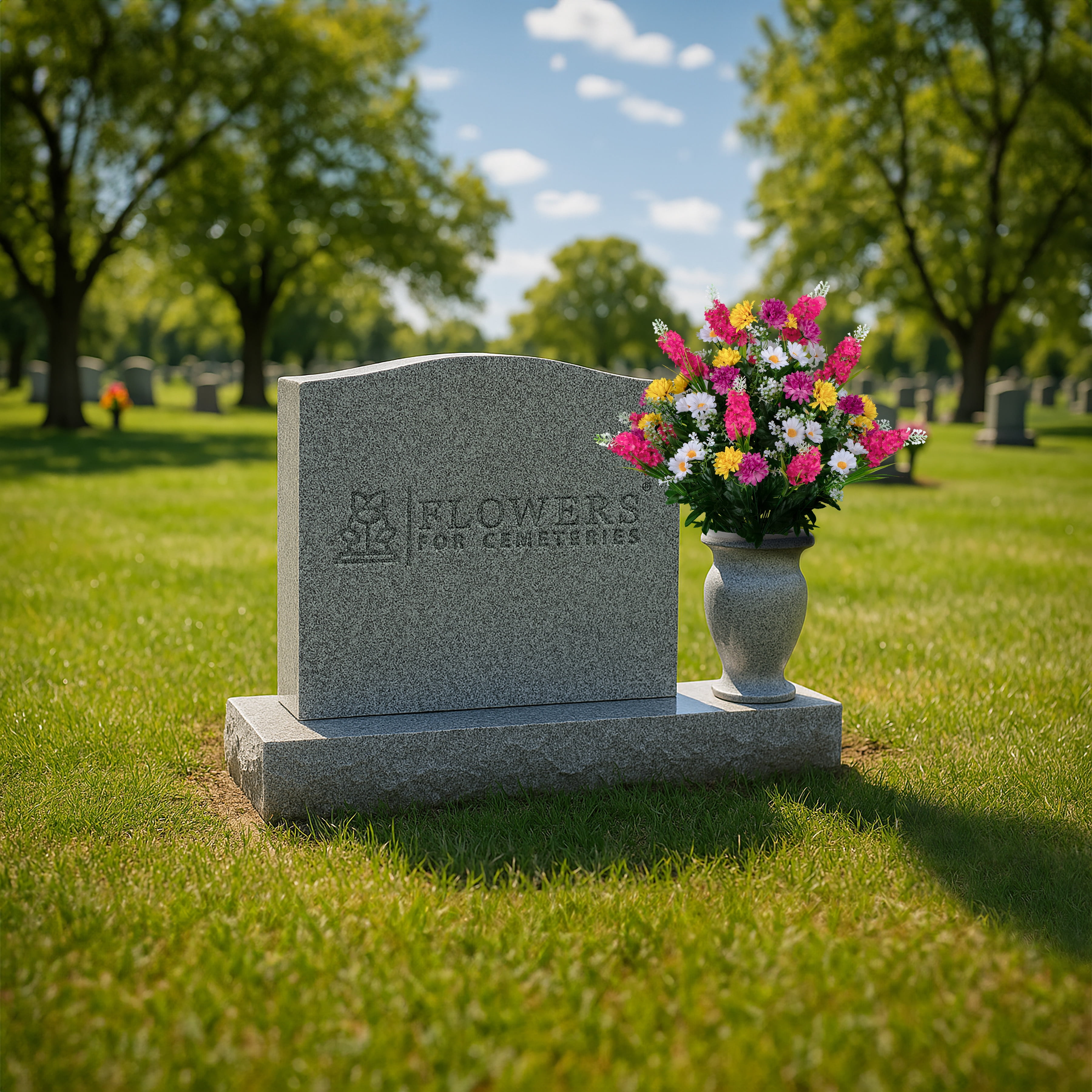 Sympathy Silks Artificial Cemetery Flowers 24" Pink Yellow White Wildflowers Bouquet