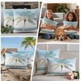 thumbnail image 5 of 2 Pack Outdoor Waterproof Throw Pillow Covers,Watercolor Beach Palm Trees Decorative Square Pillow Case Patio Pillowcases for Chair Couch Sofa 16x16in, 5 of 9