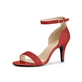 thumbnail image 1 of BLISSFUL STEP Sandales à Talon Aiguille à Brides Pailletées pour Femme Rouge (Taille 10), 1 of 8