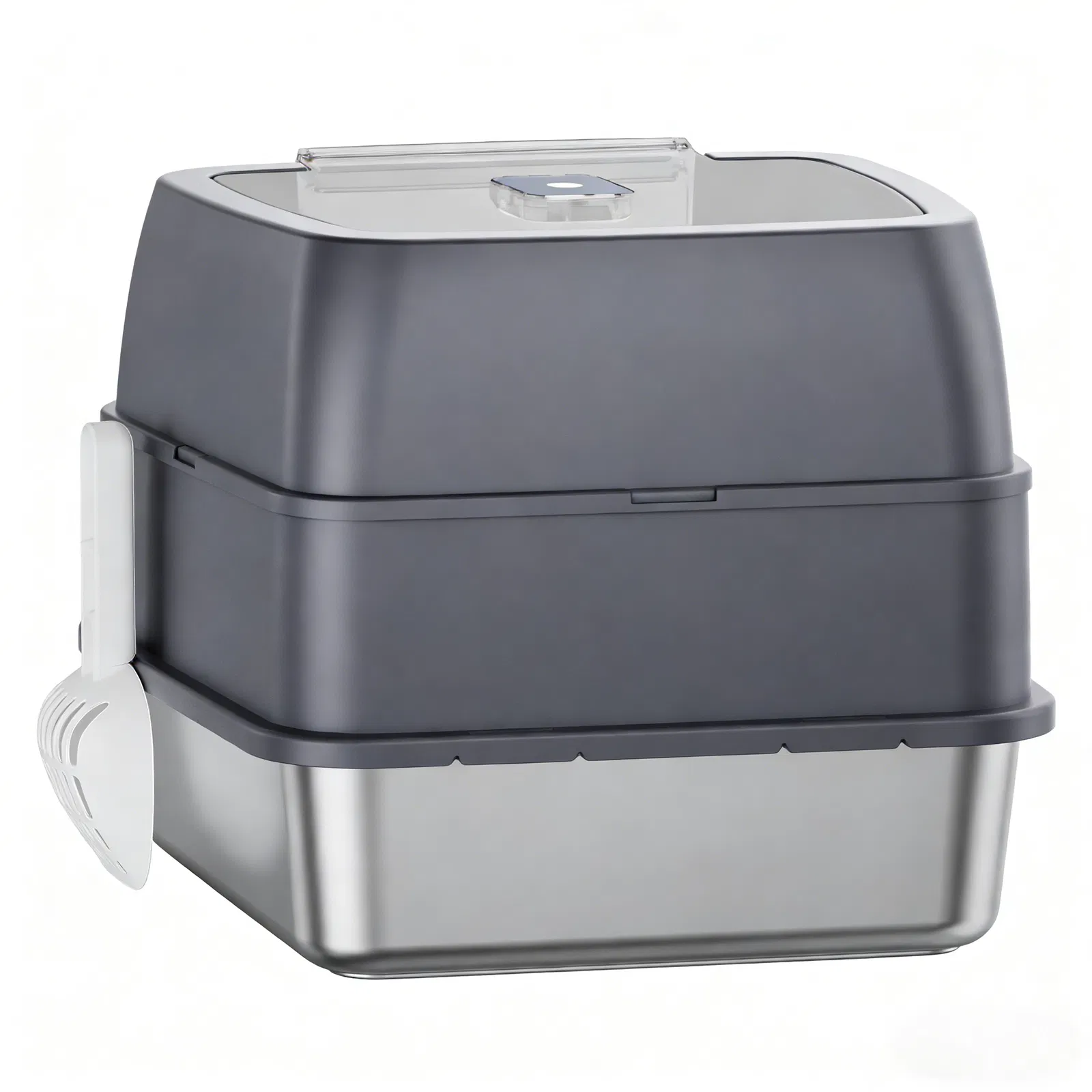 Grey Galaxy Fully Enclosed Cat Litter Box, Odor-Sealed & Anti-Splashing Design with Flip-Top Lid for Easy Cleaning