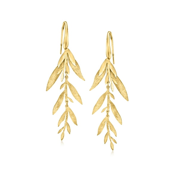 Ross-Simons Italian 18kt Gold Over Sterling Leaf and Branch Drop Earrings, Women's, Adult