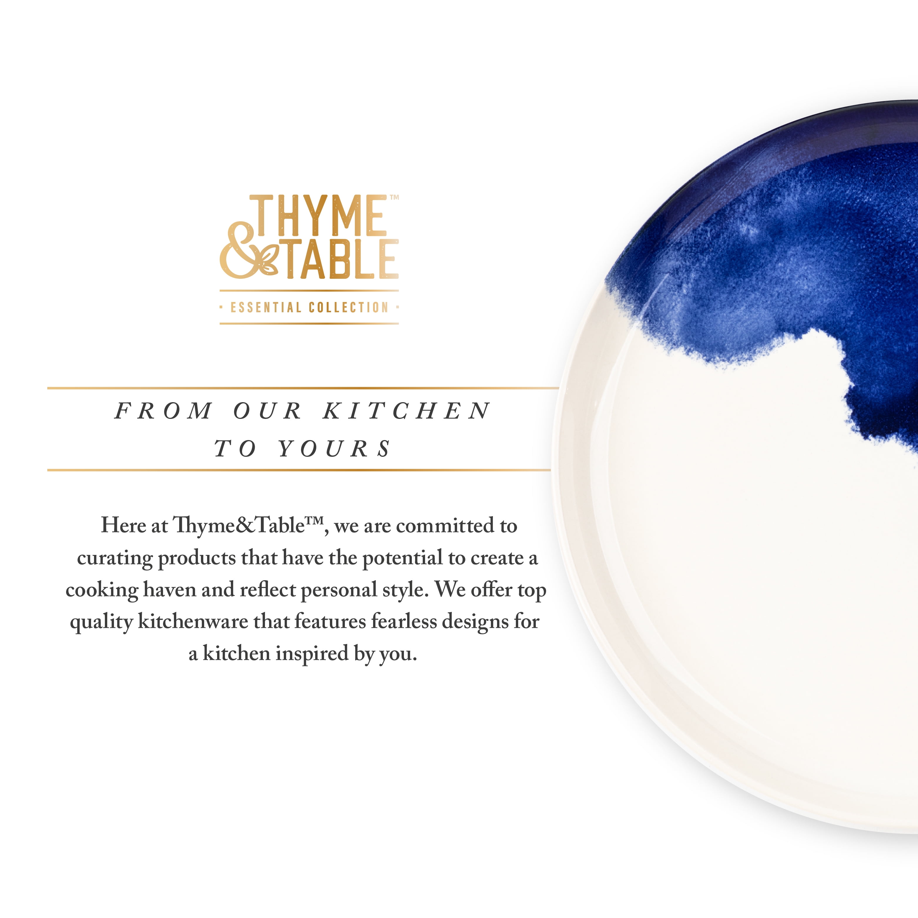 Thyme & Table Blue Drip Stoneware Round Dinner Plate