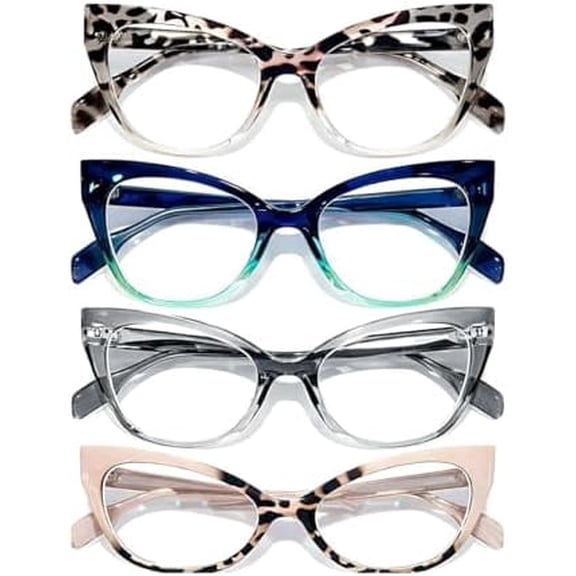 4 Pack Cat Eye Blue Light Blocking Glasses for Women, Fashion Computer Screen Eyewear