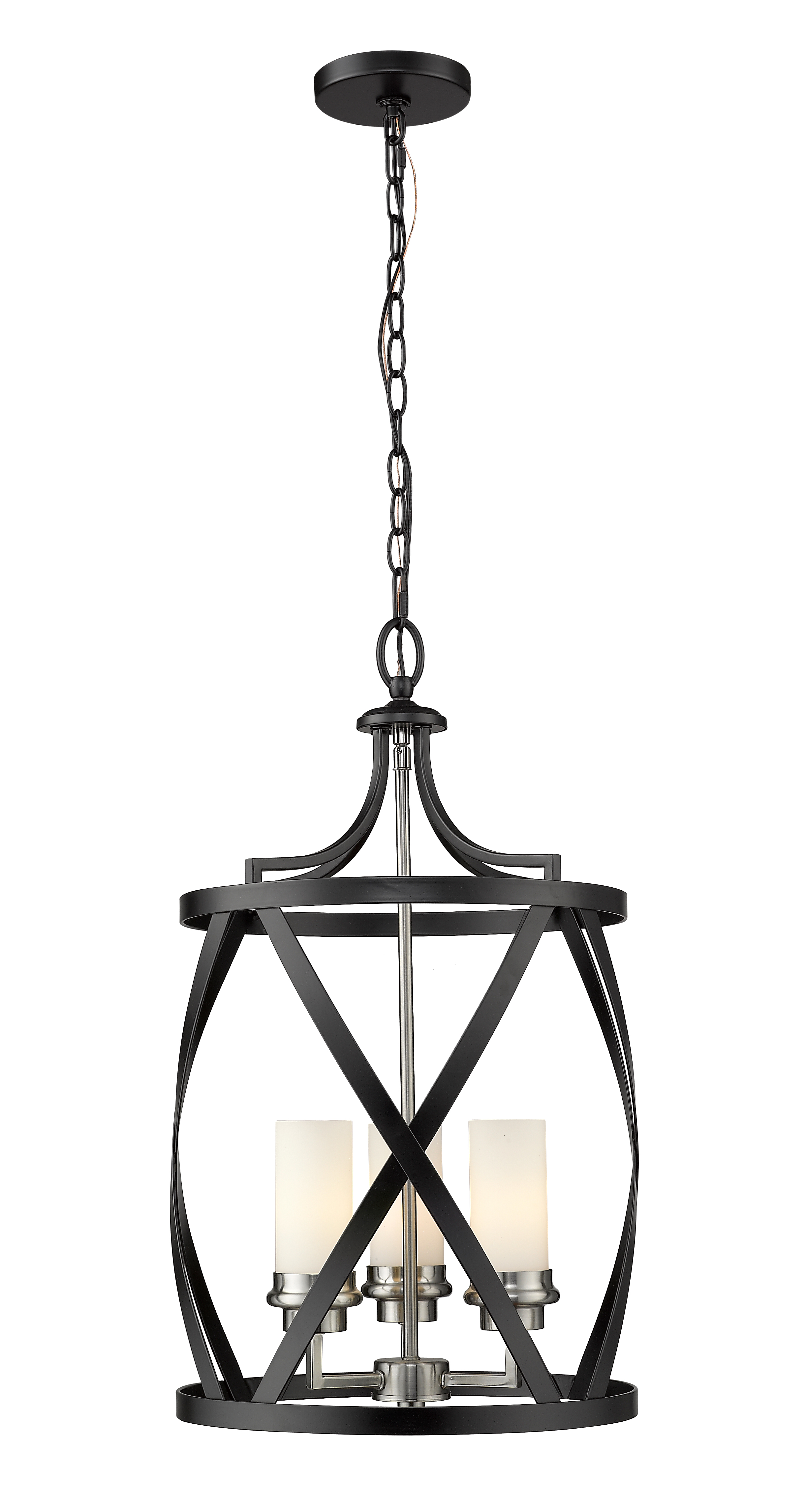 brushed nickel and black pendant light