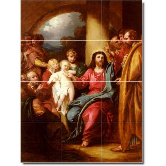 Ceramic Tile Mural-Benjamin West Religious Floor Tile Mural 15. 12.75" w x 17" h using (12) 4.25 x 4.25 ceramic tiles