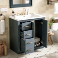 thumbnail image 2 of 30'' Ceramic Sink Bathroom Vanity - Solid Wood & Construction, Blue Theme, 3 Drawers Convenient Storage Unit 30" Cabinet With Basin Structure Boards Soft Close Doors Stylish, 2 of 6