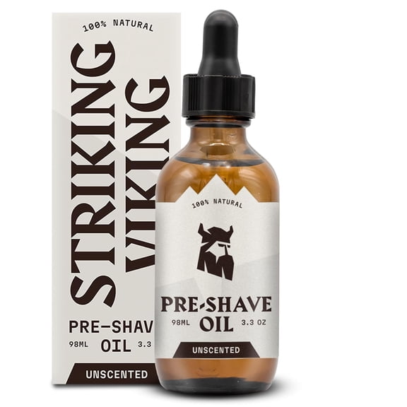 Striking Viking Pre-Shave Men's Shaving Oil, Unscented, 3.3 oz