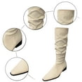 thumbnail image 5 of Povozer Wide Calf Slouch Boot Tall Knee High Women's Winter Shoes(Beige,8), 5 of 6