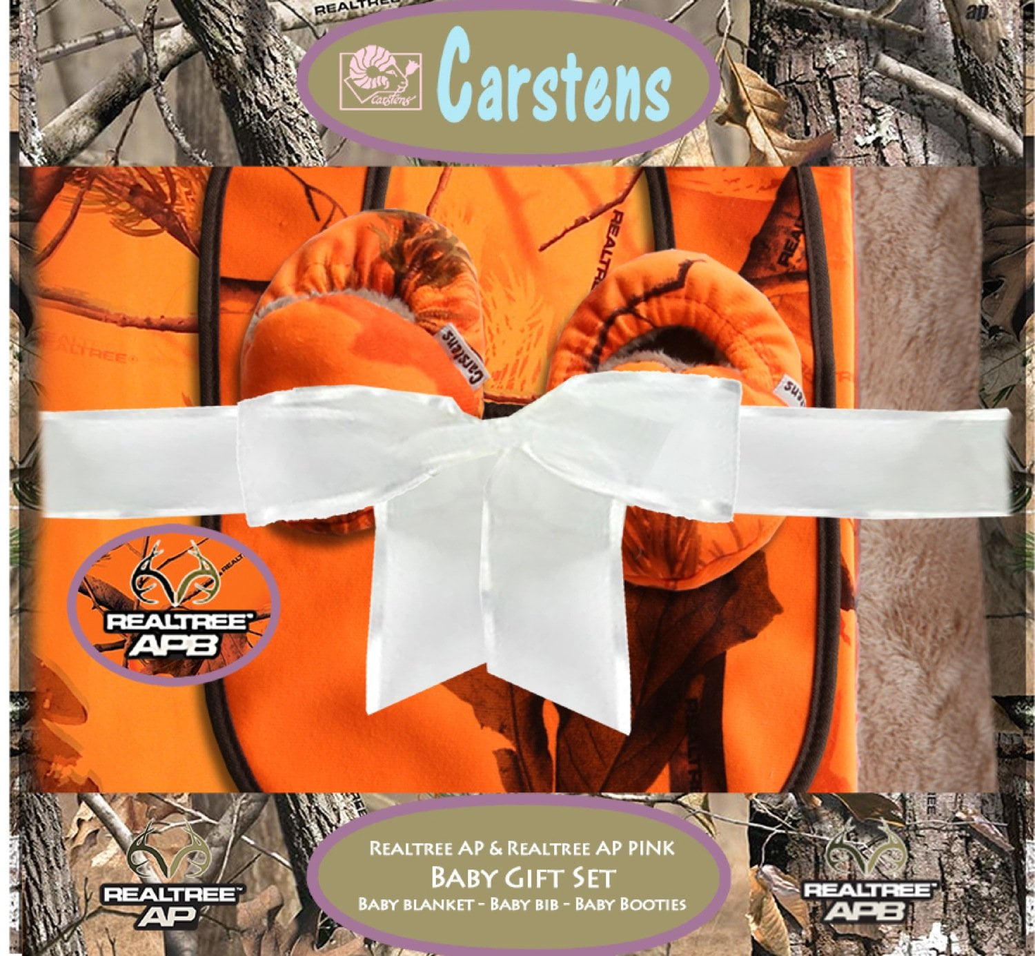 Carstens Realtree Blaze Orange Camo Baby Gift Set (Includes Blanket