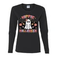 thumbnail image 2 of Wild Bobby Hippie Halloween Ghost Bats Stars Halloween Pink Orange Purple Halloween Halloween Women Graphic Long Sleeve Tee, Black, Small, 2 of 6