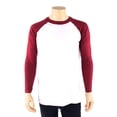 thumbnail image 1 of SLM Men's Long Sleeve Cotton Baseball Raglan Tee Shirt Jersey -White/Maroon-Medium, 1 of 1