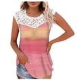 thumbnail image 1 of Camiseta sin mangas de encaje con estampado de mujer Camiseta sin mangas de empalme de cuello redondo Camiseta ligera y cómoda delgada OAVQHLG3B Store lin121212, 1 of 5