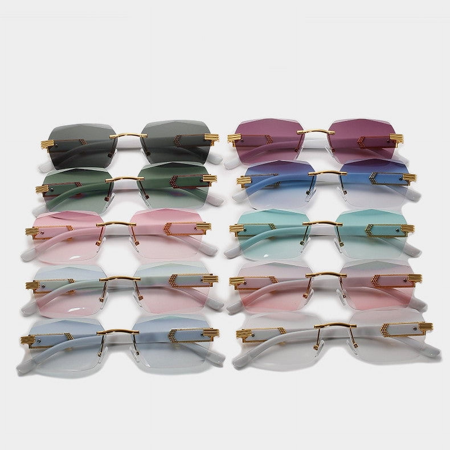 Frameless Sunglasses for Men with UV400 Protection, Category 1 Light Tint, and Stylish Marbled Design