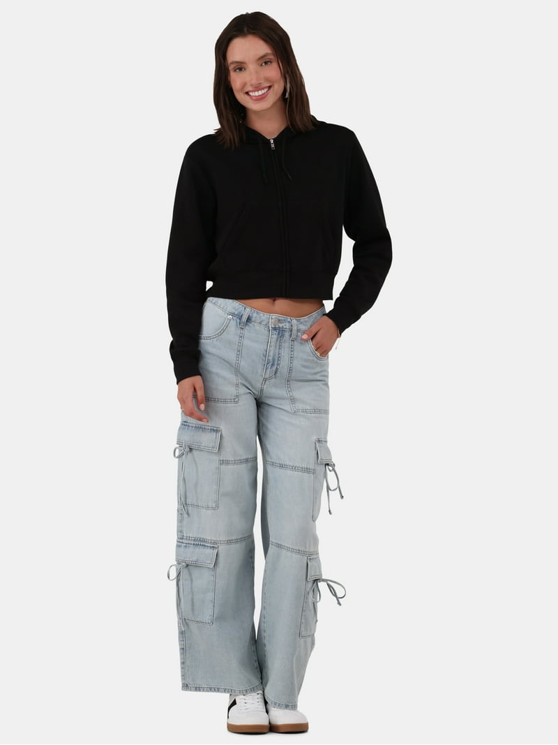 No Boundaries Bow Cargo Jeans, 30.5” Inseam, Women's and No Boundaries Bow Cargo Jeans, 30.5” Inseam, Women's and