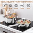 thumbnail image 5 of Walchoice 8-Piece Stainless Steel Cookware Set, Kitchen Pots and Pans Set with Glass Lid for Cooking, Kitchen Cookware Set with Utensils, Induction & Dishwasher Safe, Silver, 5 of 8
