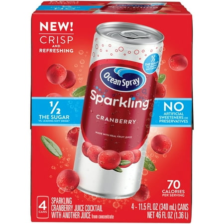 Case Pack Of 6 Ocean Spray Sparkling Water With Cranberry Juice Cocktail, 4-11.5 fl. oz. Cans