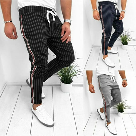 The Noble Collection Mens Slim Fit Tracksuit Sport Gym Skinny Jogging Joggers Sweat Pants Trousers