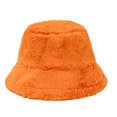 thumbnail image 3 of Kixjoy Winter Faux Fur Fuzzy Bucket Hat – Fluffy Warm Furry Cap for Women,Orange, 3 of 3