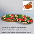 thumbnail image 4 of Watermelon Set of 6 Round Microfiber Leather Coasters, 11x11 cm/4.3x4.3 Inches - Drink Coasters for Home and Office Use, 4 of 6