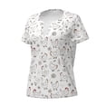 thumbnail image 2 of Goofa Funny Chicken Pattern Womens Deep V Neck Low Cut Tops Casual Summer Short Sleeve Ribbed Knit T-Shirts-Large, 2 of 5