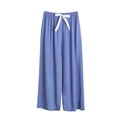 thumbnail image 2 of Antinious Women Solid Cotton High Waist Drawstring Outer Pockets Wide Leg Pajama Full Length Pants, 2 of 3