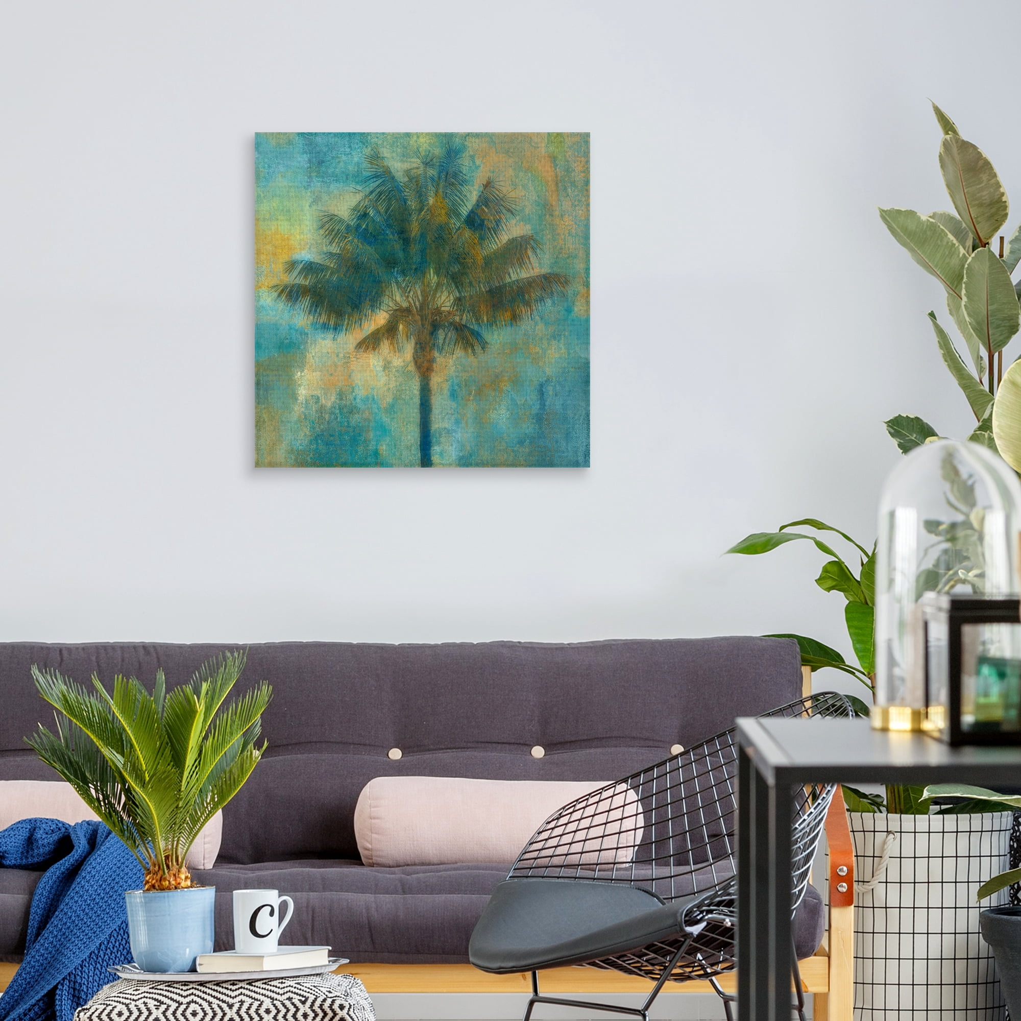 Palm and Blue by Mark Chandon Palm Tree Painting Canvas Art