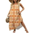 thumbnail image 4 of CNKOO Robe Maxi à Fleurs à Col en V pour Femmes, Boho Imprimée, à Bretelles Spaghetti, Ethnique, de Plage, Longue, Noire, TG, 4 of 6