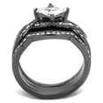 thumbnail image 3 of Women's Stainless Steel Two-Tone IP Light Black 7.42(g) CZ Clear Ring Set, 3 of 5