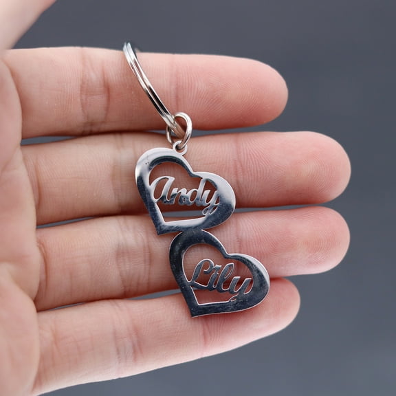 Custom Heart Keychain Personalized Family Member Couple Multi Name Keyring Stainless Steel Pendant Key Chain Jewelry Gift