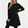 thumbnail image 6 of Lmueinov Womens Sweater Dress Long Sleeve Ribbed Knit Tunic Dress Crew Neck Mini Dress with Pockets Buttons Stretchy Casual Fall Tops for Leggings, 6 of 8