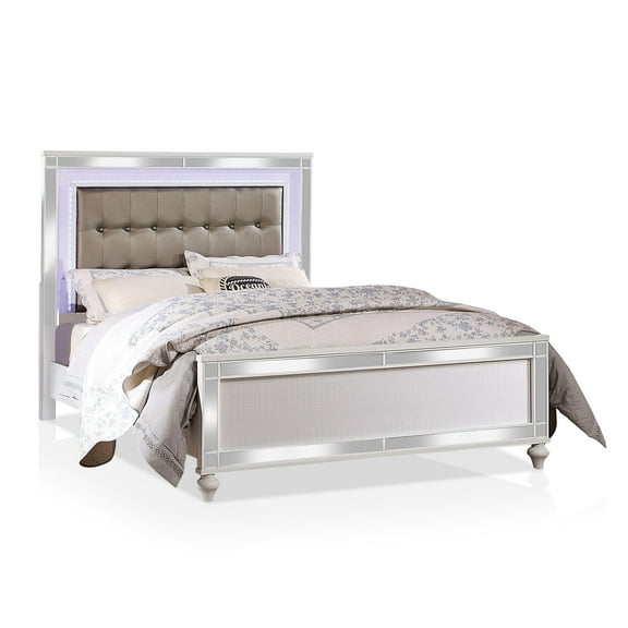 Furniture of America Xulu Contemporary Wood Cal King Bed with LED in White