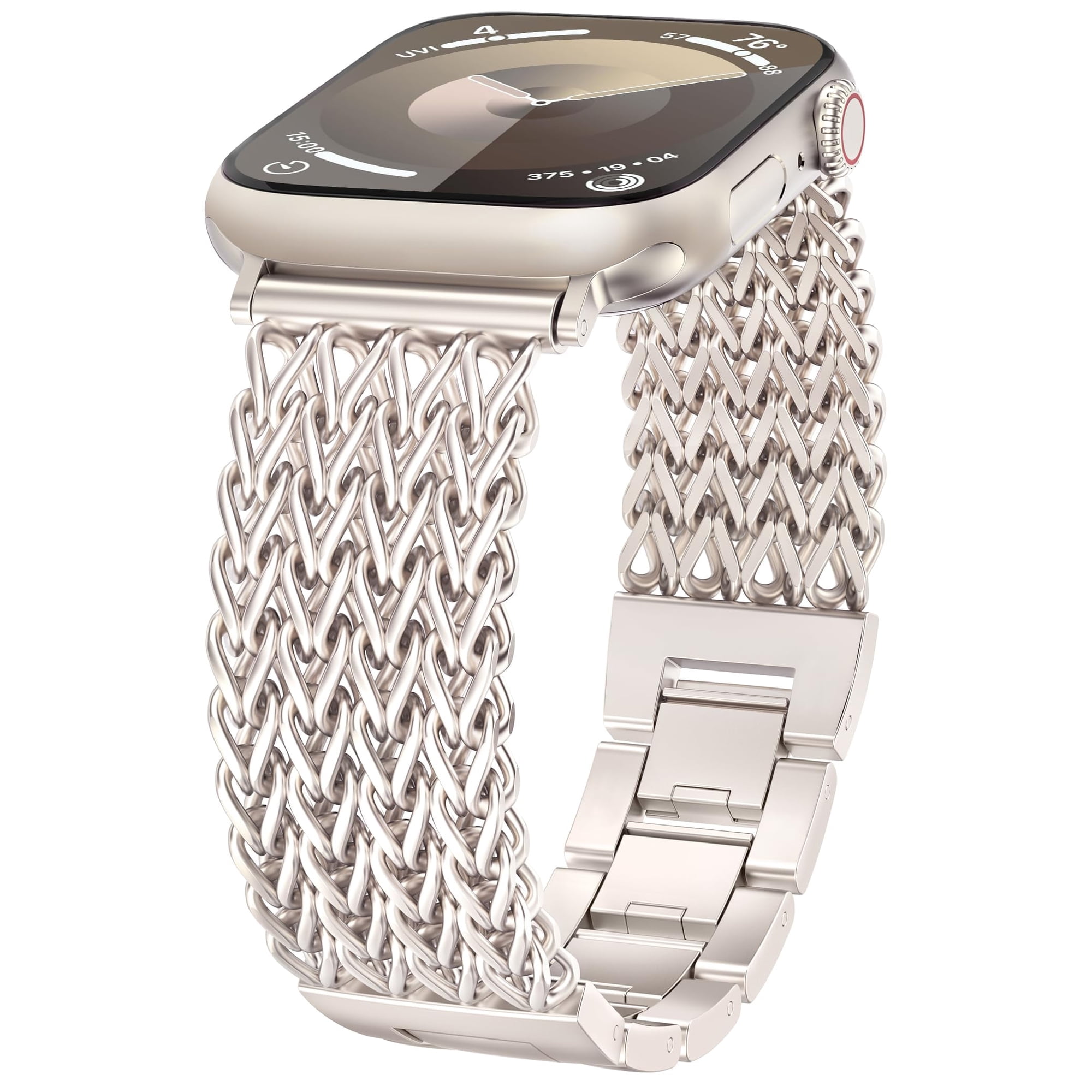 TOYOUTHS Compatible with Apple Watch Band 41/40/38/44/45/46/49/42mm Women, Dressy Stainless Steel Metal Gold Chain Strap Mermaid Style Link Bracelet Wristband for iWatch Ultra SE Series 11 10 9-1
