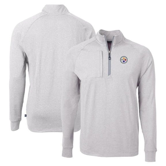 Men's Cutter & Buck  Heather Gray Pittsburgh Steelers  Adapt Eco Knit Quarter-Zip Pullover Top