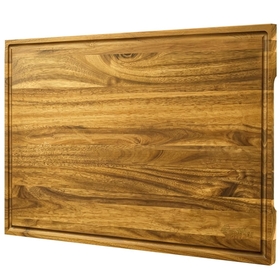Sentsu 36x24 Extra Large Acacia Wood Cutting Boards with Juice Groove and Handles, 5XL Stove Top Cover Thick Heavy Duty Pre-Oiled
