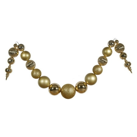 Vickerman 19440 - 14' Gold Shiny/Matte Ball Garland (N104608) Christmas Garland Ornament