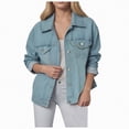 thumbnail image 2 of Kaprioy Womens Oversized Denim Jacket Casual Long Sleeve Denim Shirts Trendy Jean Jacket Fall Fashion Women Shirt Winter Street Jacket Coat, 2 of 7