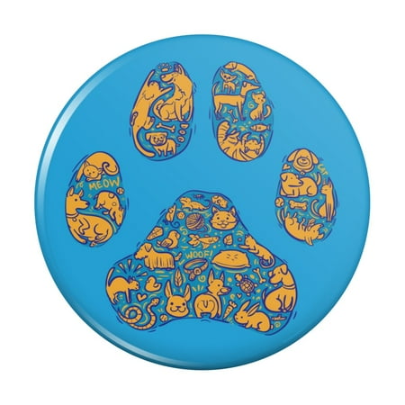 

Pets Paw Print with Dog Cat Animal Details Kitchen Refrigerator Locker Button Magnet