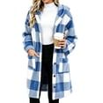 thumbnail image 5 of ibuvkizy Womens Buffalo Plaid Fuzzy Long Fleece Coat,Lapel Collar Button Up Teddy Sherpa Warm Oversized Winter Hooded Outer Jacket with Pockets,2XL, 5 of 6