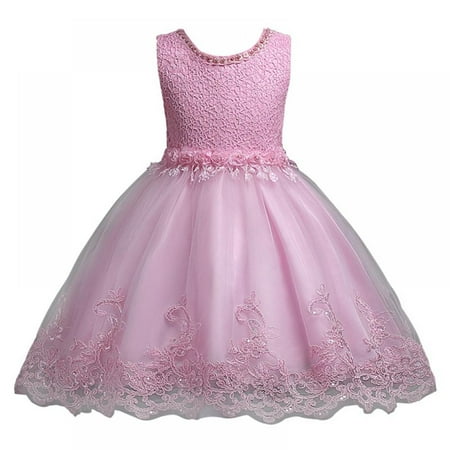 

URMAGIC Flower Girls Vintage Overlay Lace Beaded Rhinestone Wedding Tulle Dresses Maxi High Low Gown Dance Tutus 2-10 Years