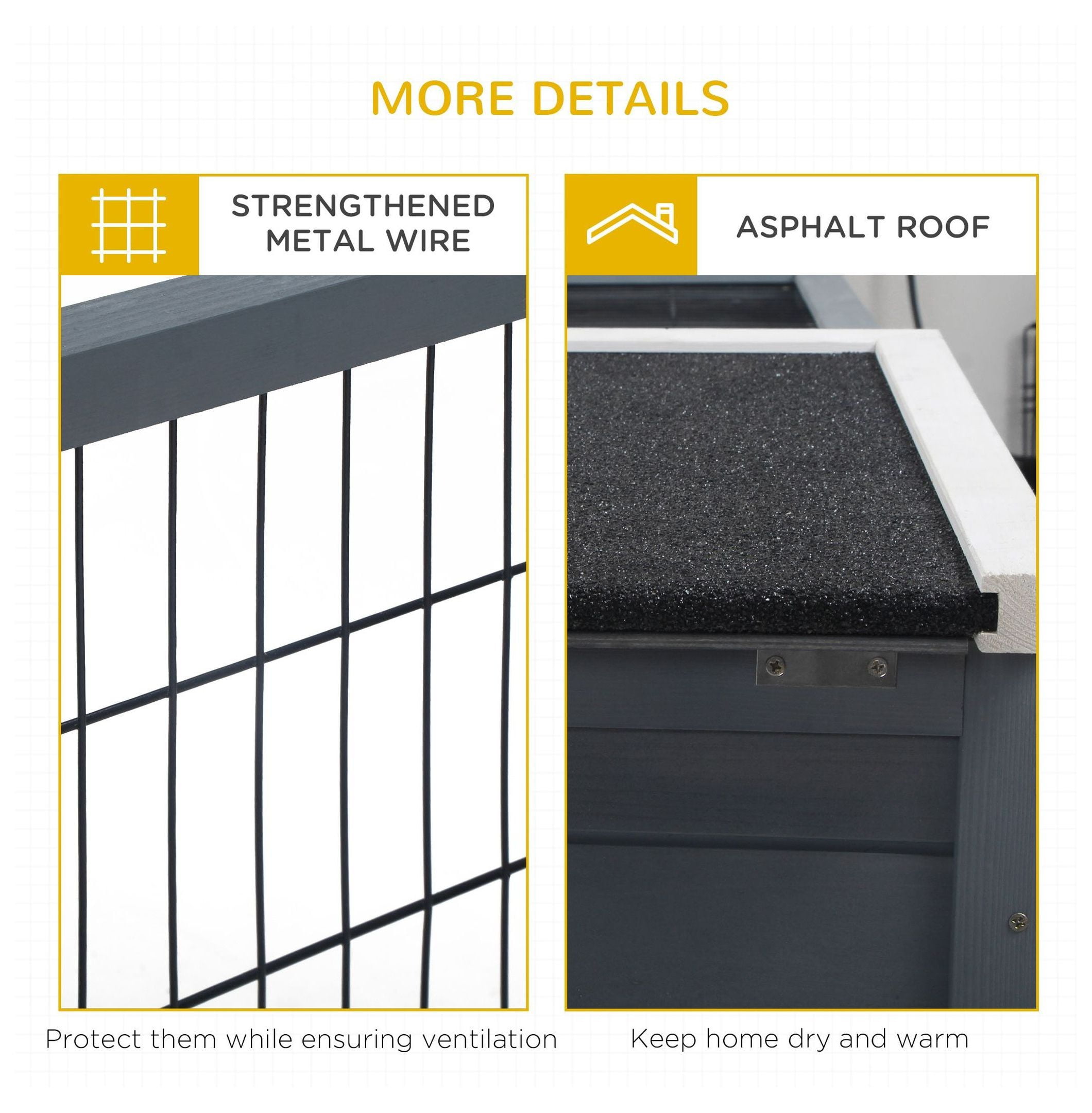 Bunny Hutch Rabbit Cage with Openable Main House, Durable Waterproof Pet House for Rabbits Guinea Pigs, Three Ventilation Doors Design, Gray