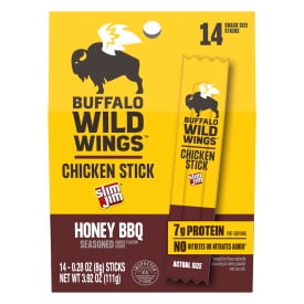 Slim Jim Buffalo Wild Wings, Honey BBQ Seasoned Chicken Sticks, Meat Snacks, 0.28 oz. 14ct