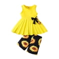 thumbnail image 2 of Tiijoy Girls Summer Outfits Bow Peplum Tank Top Sunflower Print Shorts Set, Sizes 7-8, 2 of 8